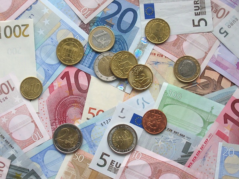 Payment and Money - Euro coins and banknotes